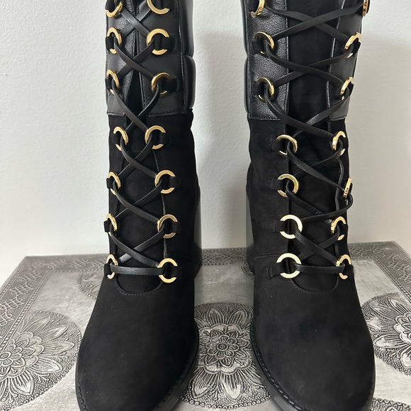 BNWT Stuart Weitzman Watson Tall Block-Heel Combat Boots - Picture 2 of 9